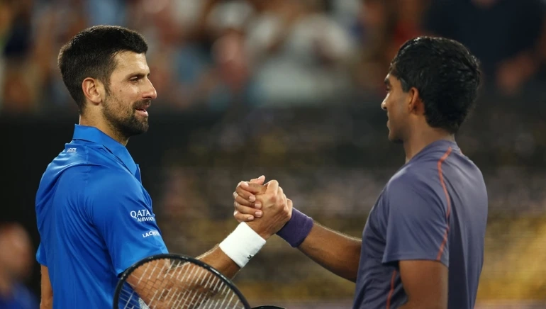 Nishesh Basavareddy with Novak Djokovics