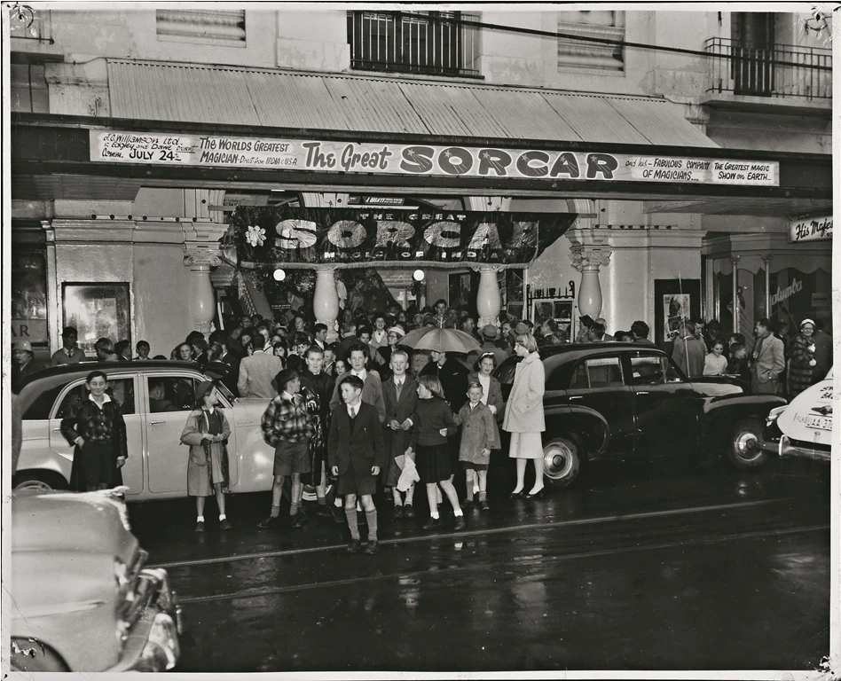 Outside the venue of one of PC Sorcar's show abroad