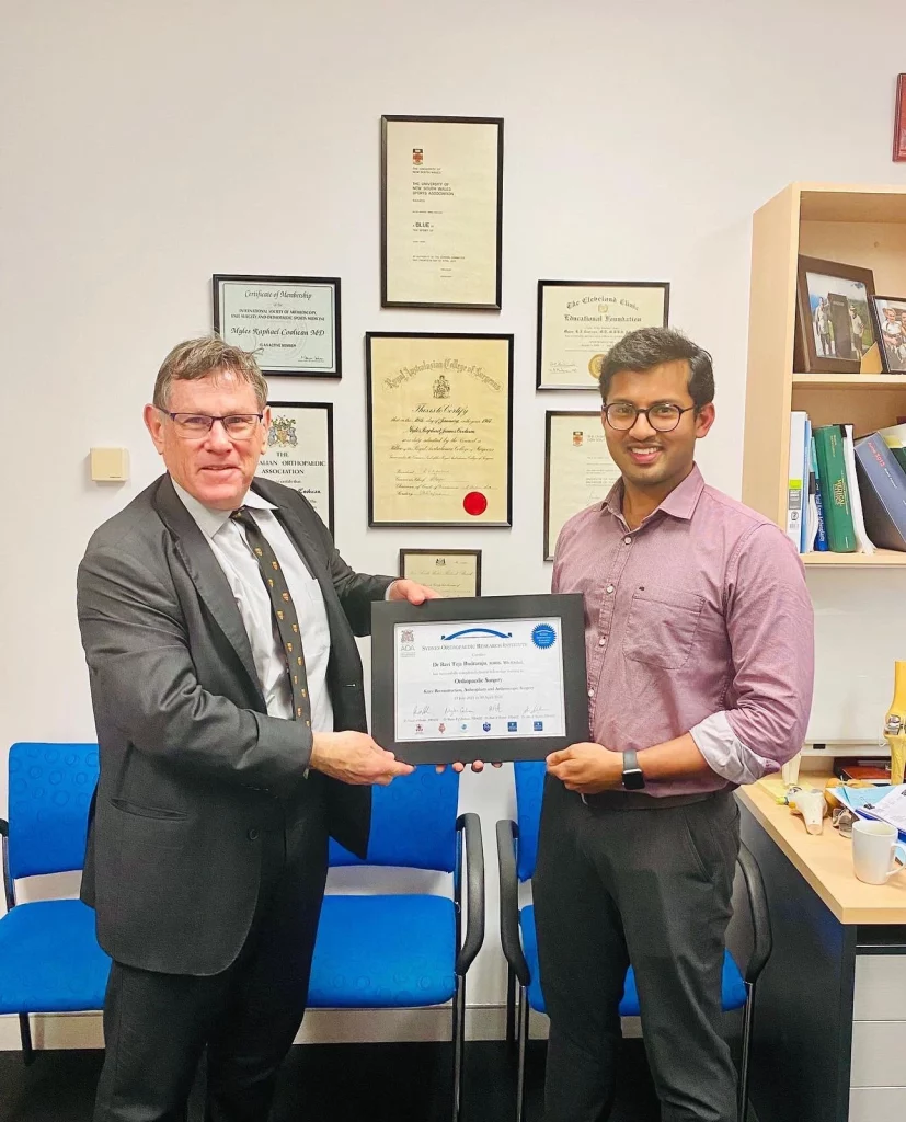 Dr Ravi Teja Rudraraju being recognised for his contributions