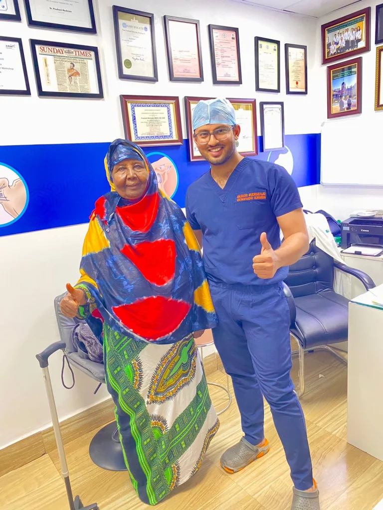 Dr Rudraraju with patient