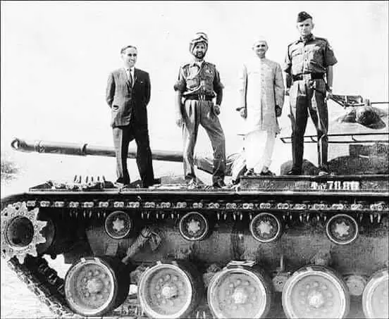 Lal Bahadur Shastri atop a Pakistani Tank after 1965 victory against Pakistan