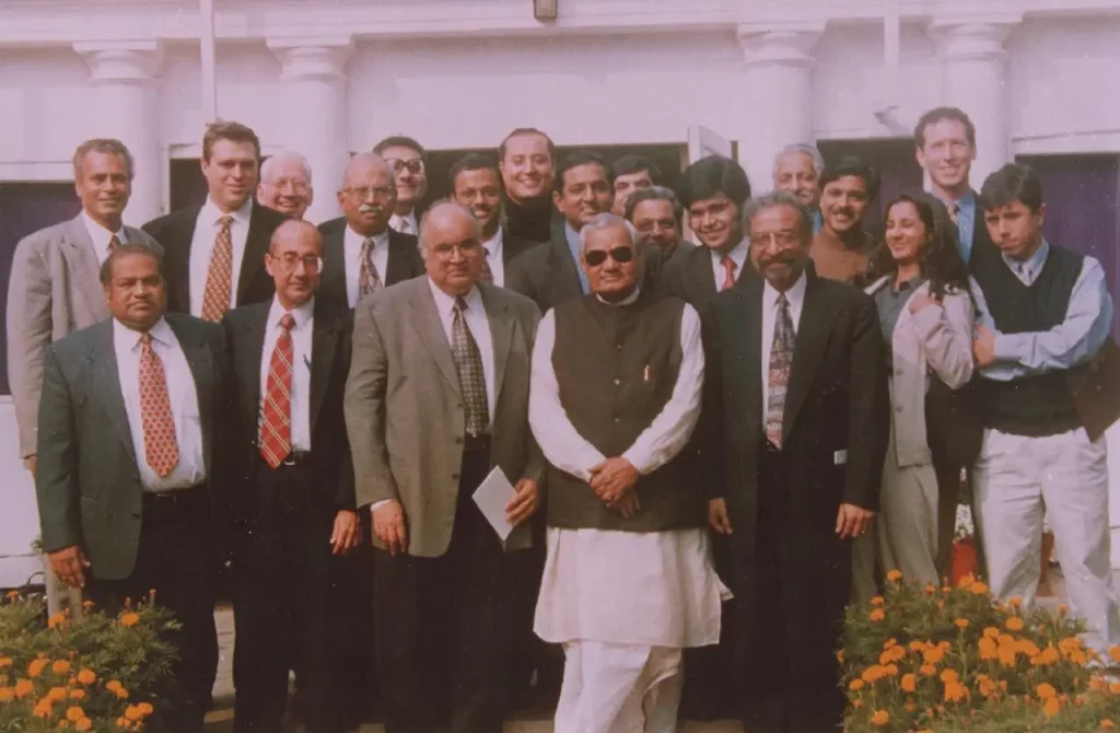A group picture of Kanwal Rekhi with the then PM Atal Behari Vajpayee, and others 